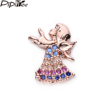 Pipitree Beautiful Girl Angel Charms Beads fit Bracelet Jewelry Making Copper Multi Cubic Zirconia DIY Charms Connectors 10x12mm 2024 - buy cheap