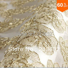 hot Golden france lace flower rose embroidery table cloth flowers wedding flower fabric spun gold garment lace yard organza lace 2024 - buy cheap
