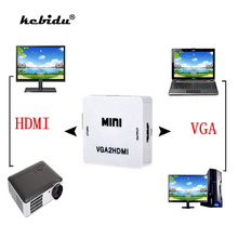 Kebidu conversor vga para hdmi, mini adaptador de alta qualidade, 1080p, compatível com áudio, conector para pc e laptop 2024 - compre barato