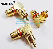 NCHTEK Gold Plated 90 Degree Right Angled RCA Male to RCA Female Adapter/Free Shipping/5PCS 2024 - buy cheap