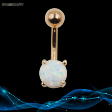 Starbeauty-Piercing del Ombligo de ópalo de 6mm, anillos de botón de piedra real para el vientre, perforación en el Ombligo, joyería de 14G 2024 - compra barato