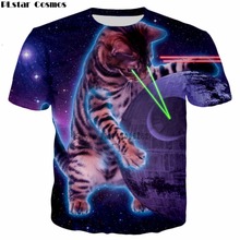 PLstar Cosmos Galaxy Cat 3D T Shirt Men/women Funny Laser cat Printed T shirts Brand Short Sleeve Galaxy Tshirt harajuku Homme 2024 - buy cheap