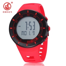 OHSEN-Reloj de pulsera Digital para mujer y hombre, pulsera de buceo con pantalla LCD, resistente al agua hasta 50M, banda de goma para deportes al aire libre, color rojo, a la moda, nuevo 2024 - compra barato