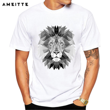 AMEITTE 2019 Geometric Design Lion T-Shirt Men's Hipster Cool Animal Printed Tee Shirts Hight Quality Comfortable Male Tops 2024 - buy cheap