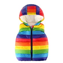 ARLONEET Toddler Baby Grils Boys Autumn and winter warm cotton vest Kids Sleeveless Strip Rainbow Hooded Warm Waistcoat W0411 2024 - buy cheap