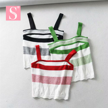 STVY 2019 Summer Comfortable Mesh Knitted Camisole Sexy Women Crop Top Streetwear Trendy Sleeveless Basic Tank Tops 3 Colors 2024 - buy cheap