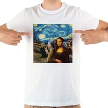 JOLLYPEACH BRAND Mona Lisa Selfie funny tshirt men new white short sleeve casual homme Skrik t shirt 2024 - buy cheap