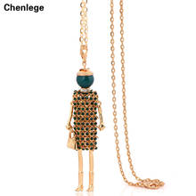 new hot women fashion green crystal necklace gold-color choker long chain female big doll necklace fine jewelry 2024 - buy cheap
