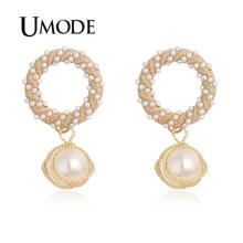 UMODE New White Simulated Pearl Donuts Dessert Drop Earrings for Women New Cute Gold Color Rope Design Jewelry Gift AUE0501 2024 - buy cheap
