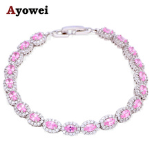 Girls' Party Excellent Pink Crystal Charm Bracelets High Quality Silver tone Wholesale & Retail Fashion Jewelry TB994A 2024 - buy cheap