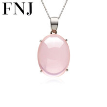 Fnj-pingente de prata esterlina 100% pura para mulheres, colar feminino, pedra de quartzo natural, s925 2024 - compre barato