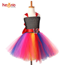 Vestido de princesa de arcoíris brillante para niñas, tutú de tul para bailar de boda y cumpleaños, vestido esponjoso con lazo de arcoíris 2024 - compra barato