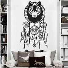 Art Cool Wolf Dreamcatcher Wall Sticker Ary Vinyl Home Decoration Wall Decals Wolf Head Art WallPaper For Home Decor Y-777 2024 - buy cheap