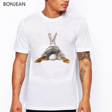 Camisetas divertidas con estampado de conejo gordito para hombre, ropa de calle a la moda harajuku, tops de verano 2024 - compra barato