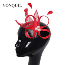 Sinamay Church Party Fascinator Hair Clips Women Feather Chic Headwear Wedding Accessory Elegant Bridal Hair Accessories SYF06 2024 - buy cheap