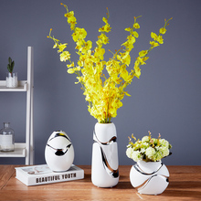 Vaso de cerâmica para decoração de sala de estar, vaso de flores de três peças, moderno, minimalista, estilo, decoração de casa 2024 - compre barato