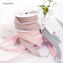 Kewgarden полосой полые атласные ленты 25 мм 1 "вручную изготовленная лента DIY Hairbow серьги ленты аксессуары тканевая лента для упаковки 20 ярдов 2024 - купить недорого