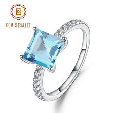 Женское кольцо с натуральным голубым топазом 925 карата 2024 - купить недорого
