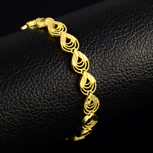 2018 new pure Gold Color Bracelets & Bangles for women girls,24k GP water drop links bracelet 19cm,Luxury Women Wedding Jewelry 2024 - buy cheap