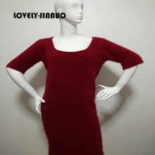 2021 New Women Mink Cashmere Sweater Female Longer Dress Cashmere Sweater coat Free Shipping JN344 2024 - buy cheap