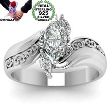 Hxomzj anel de prata rr57, anel de prata esterlina 925 para mulheres e homens, presente de casamento, crina, branco, mar, azul, zircônia aaa 2024 - compre barato