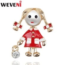 WEVENI Enamel Alloy Young Girl Brooches Pearl Rhinestone Pin For Women Ladies Teens Scarf Clothes Decoration Novelty Jewelry 2024 - buy cheap