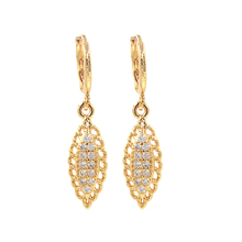 Color oro claro Micro Pave Cubic Zirconia CZ geométrica husillo pendientes colgantes de moda para las mujeres 2024 - compra barato