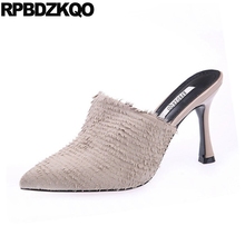 Shoes Plain 2021 High Heel Women Mules Autumn Pointed Toe Ladies Brand Designer Slippers 5 Sandals Slides Sexy Fashion Runway 2024 - buy cheap