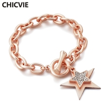 CHICVIE Fashion Star Shape Bracelets Charm Stainless Steel Cuff Bracelets&Bangles Designs For Women Gold Star Bracelet SBR190058 2024 - buy cheap