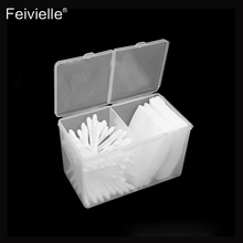 Feivielle New 2 Compartments Clear Nail Art Gel Polish Remover Cleaning Cotton Pad Swab Container Organizer Holder Storage Box 2024 - buy cheap