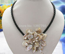 Fashion Jewelry Shell Pearl Flower Pendant Necklace 18" 2024 - buy cheap