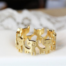 Anillos de gato dorados a la moda para mujer, bandas de boda para fiesta de animales, anillos de joyería de cinc, anillo gato 2024 - compra barato