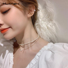 HUANZHI Multi-layer Imitation Pearls Choker Dots Pendant Fine Design Chic Short Chain Necklaces For Women Girls Party Jewelry 2024 - buy cheap