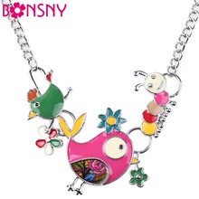Bonsny Statement Enamel Bird Caterpillar Necklace Charm Metal Alloy Chain Pendant 2016 New Jewelry For Women Collar 2024 - buy cheap