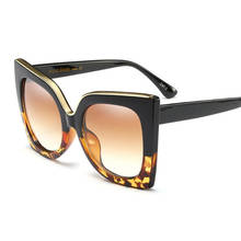 HBK Fashion Cat Eye Sunglass Oversized Frame CHIC Luxury Brand Designer Classic White Sunglasses Women Men Vintage Oculos De Sol 2024 - buy cheap