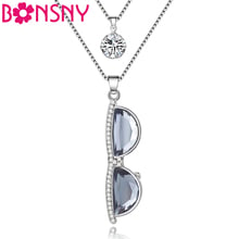 Bonsny Statement Crystal Sunglasses Necklaces Pendants Alloy Choker Chain Collar Jewelry For Women New Fashion Girl Accessories 2024 - buy cheap