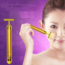 Facial Slimming Face Pop Roller Massager 24k Gold Colour Vibration Facial Beauty Stick Lift Skin Tightening Anti-wrinkle Bar 2024 - buy cheap