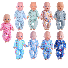 Pijamas de boneca, para 43cm bonecas reborn e bonecas americanas de 18 polegadas, estampas de animais, o melhor presente para uma geração de meninas 2024 - compre barato