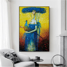 Chenfart pintura de parede, retrato com impressões abstratas, nude, feminina, pintura a óleo, tela para parede, sala de estar, decoração de casa, nórdico 2024 - compre barato