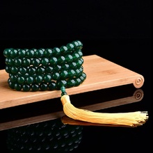 Hand Made New Brazil Natural Dark Green Onyx 108 Mala Beads Prayer Necklace or Bracelet Multi Circles Bracelet Tassel Necklace 2024 - buy cheap