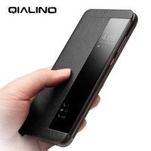 Qialino luxo genuíno couro telefone capa para huawei p20 artesanal de negócios com janela caso da aleta para huawei p20pro 5.8/6.1 polegada 2024 - compre barato
