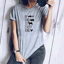 Be Kind-Camiseta vegana para mujer, Top de algodón con cuello redondo para mujer, blusa estampada kawaii grunge, camisetas de fiesta tumblr 2024 - compra barato