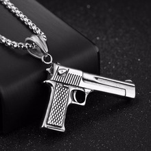 European Style Gun Pendant Desert Eagle Necklace Silver Color/Gold/Black Color Stainless Steel Chain Necklace Men Woman Jewelry 2024 - buy cheap