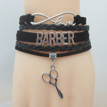 Amor barber pulseras encanto barber cuero pulsera moda barber hombre pulsera 2024 - compra barato