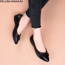 2019 womens sandals shoe Woman Genuine Leather Flat Shoes Fashion small fresh Hand-sewn Leather Loafers Women Flats 2024 - buy cheap