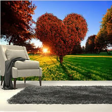 The custom 3D murals, parks Sunrises and sunsets Trees Heart Grass Nature wallpapers,living room sofa TV wall bedroom wall paper 2024 - buy cheap