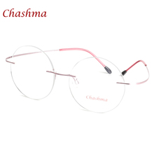 Chashma Marca Anti Blue Ray Óculos Sem Aro de Titânio Quadros Ultra Leve Miopia Óculos Redondos Do Vintage Frame Ótico 2024 - compre barato