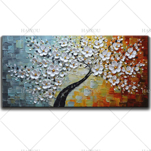 Pintura a óleo moderna para parede, pintura abstrata à mão, flor, árvore, paisagem, pintura a óleo, decoração para casa 2024 - compre barato