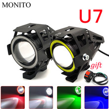 Hot U7 Motorcycle Headlight Angel Eyes Head Lamp LED Waterproof Fog Light For bmw f800gs s1000r rsv4 yamaha nmax 155 300 xmax530 2024 - buy cheap