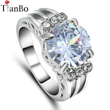 Женское кольцо TianBo, серебряное/черное/золотое, размер 6, модное, элегантное, синее/прозрачное, для свадьбы и Помолвки 2024 - купить недорого